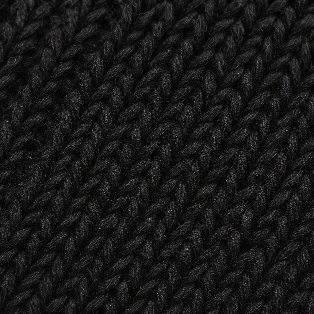 Close-up of black knitted fabric texture