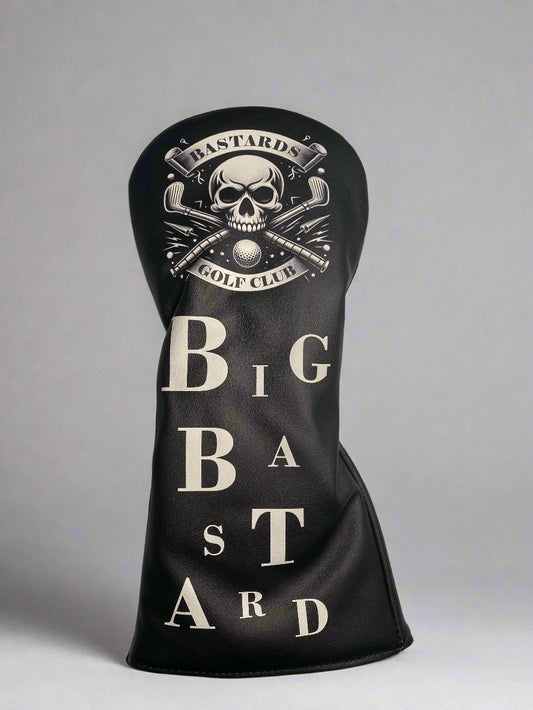 Black polyurethane club cover with white text
