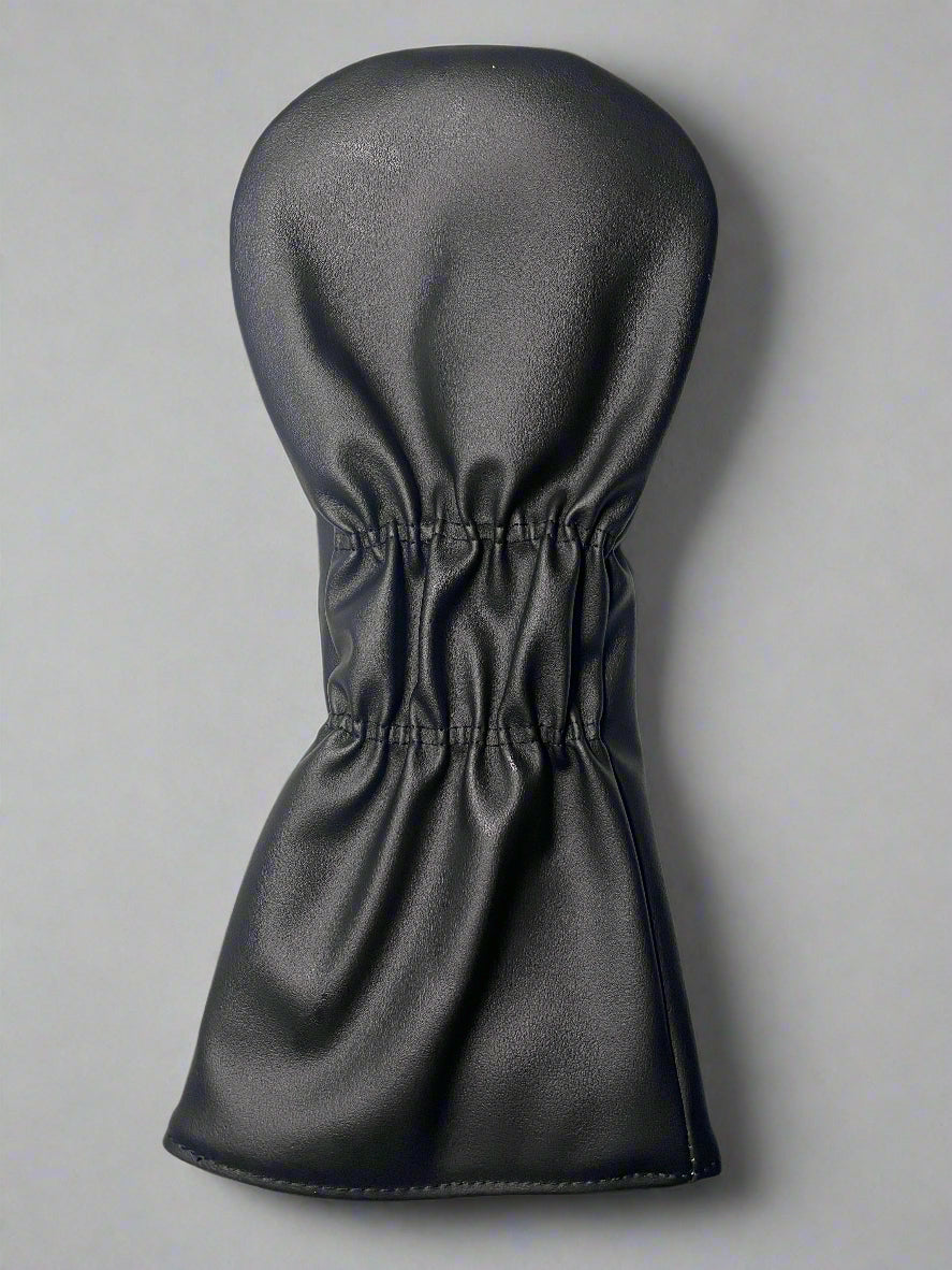 Black polyurethane club cover with white text