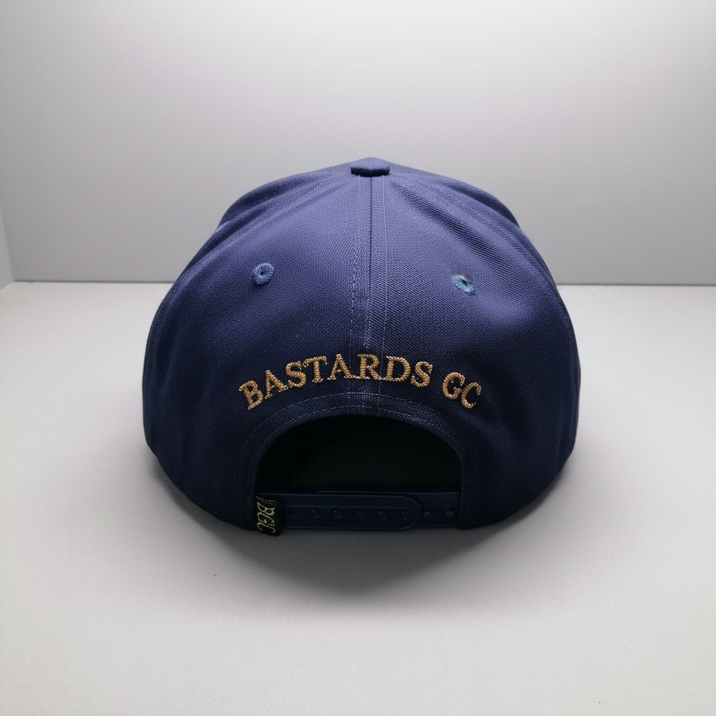 Rear view of The Major golf cap with embroidered Bastards GC branding and BGC rear tab